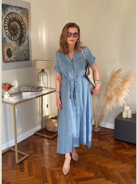 Mavi Gömlek Model Elbise